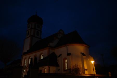 教会, 尖塔, 在晚上, 照明, 福音派教区, franziskus, 二唱