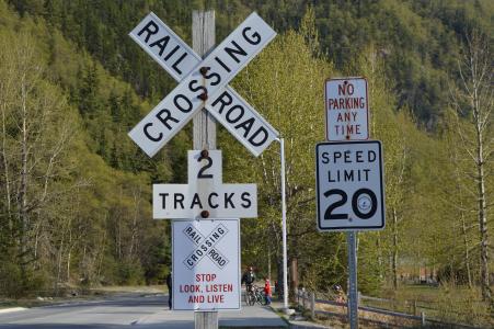 威, 阿拉斯加, 美国, 交通信号, 铁路道口, 限速, 标志