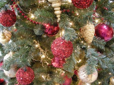 新的一年, 装饰, 假日, 圣诞节, 红色, 树