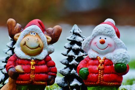 圣诞节麋, 小雪人, 圣诞节, 节日, 来临, 沉思的, 假期