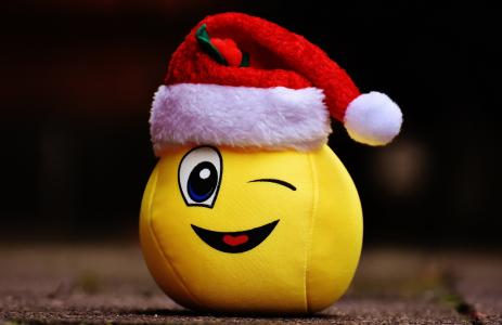 圣诞节, 笑脸, 有趣, 笑, 传情动漫, 圣诞老人的帽子, 帽子