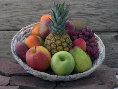静物, 水果, 菠萝, 热带水果, 购物篮, 水果, 杏子