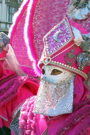 嘉年华, 威尼斯, 面具, 威尼斯狂欢节, 意大利, 伪装, 粉色