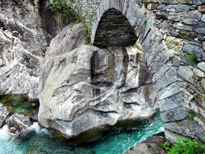 石桥, 罗马桥, 岩石, 白色水, bavona 山谷, 提契诺州