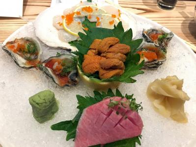 生鱼片, 寿司, 单, 红, 牡蛎, 日语, 海鲜