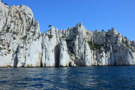 calanques 黑醋栗, 悬崖, 南法国, 地中海, 普罗旺斯, 海, 自然