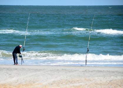 冲浪的渔夫, 网上冲浪, 捕鱼, 娱乐, 人, 渔夫, 海滩