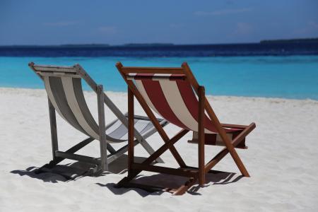 假日, 夏季, 太阳, 太阳椅, 水, 预订, 海滩