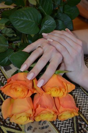女手, 戒指, 订婚, 花