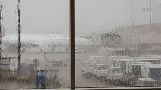 雨, 机场, 风暴, 航空, 窗口, 玻璃