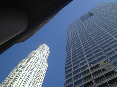洛杉矶, 拉, 摩天大楼, 城市, windows, 建筑, 观点