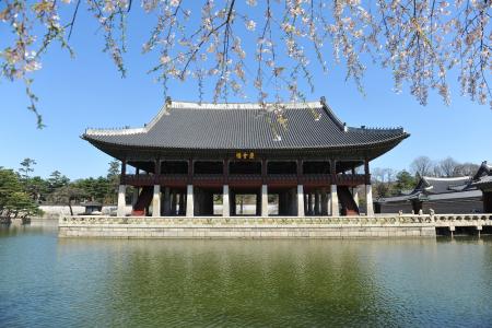大韩民国, 汉城, 海拔高度, 传统, 老建筑, 景福宫宫, gyeonghoeru