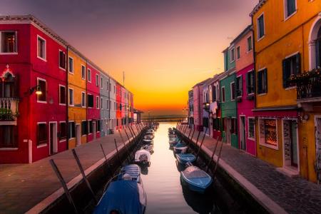 威尼斯, 意大利, 布拉诺岛, 建筑, 颜色, 小船, 运河