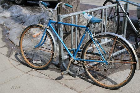 自行车, 老, 自行车, 锁定, 经典, 怀旧, 年份