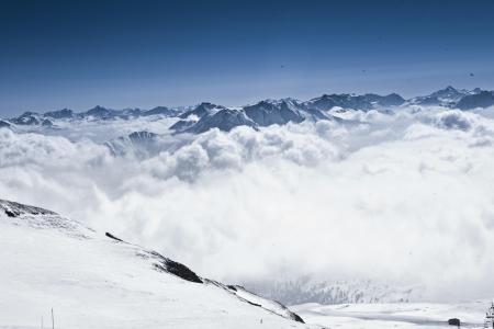冬天, 滑雪, 雪, 高山, 山脉
