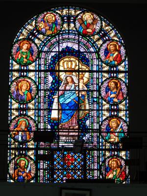 彩色玻璃, 教会, 桑托, 窗口, 多彩, 基石, 巴拉圭
