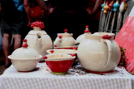 餐具, 陶器, 壶, krug, 碗, 陶瓷, 红色