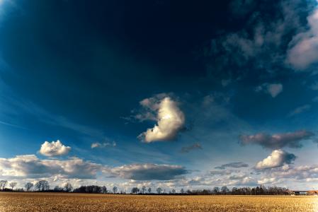 景观, 天空, 云彩, 蓝色, 云层形成, 字段, 农业