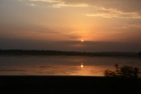 日落, 克什米尔, 达尔湖, 印度, 斯利那加, 小船, 湖