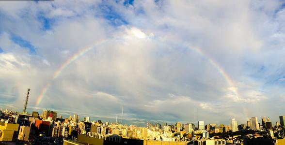 彩虹, 天空, 自然, 云彩, 东京, 日本