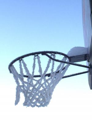 篮球, 箍, 冻结, 冬天, 感冒, 篮球筐, 体育