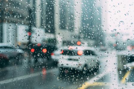 汽车, 车辆, 运输, 水, 雨, 下降, 玻璃