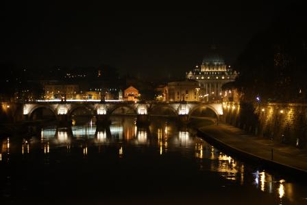 罗马, 梵蒂冈, 晚上, 意大利, 圣彼得大教堂, 梵蒂冈山, 建筑