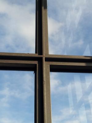 窗口, 十字架, 建筑, 旧的窗口, 玻璃, 天空