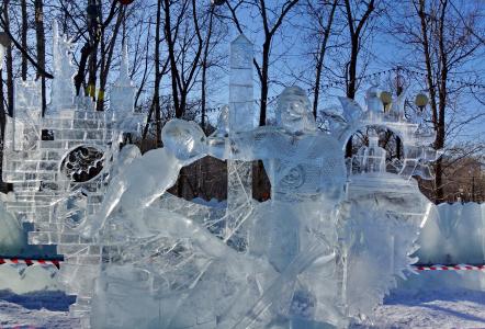 冰数字, 公园, 冬天, 城市公园, 俄罗斯