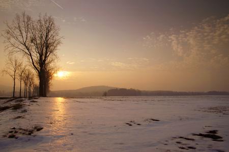 日落, 冬天, 雪, 大自然的美, 天空, 景观, 西