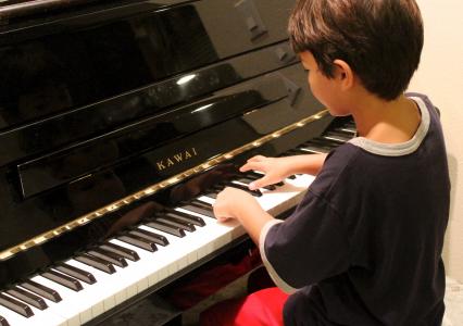 钢琴, 男孩, 玩, 学习, 钢琴课, 儿童钢琴演奏, 文书
