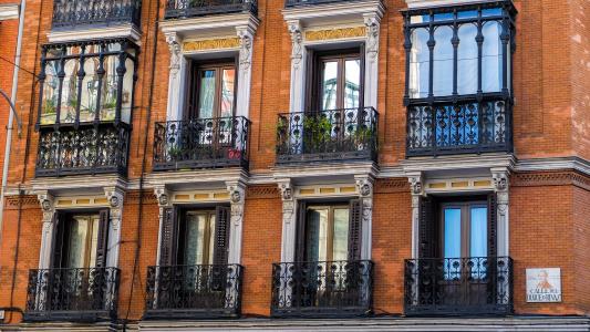 西班牙, 马德里, 建设, 建筑, 立面, 窗口, 建筑外观