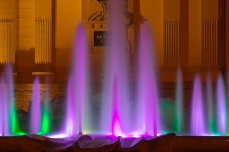 喷泉, 水, 照明, 多彩, 水游戏