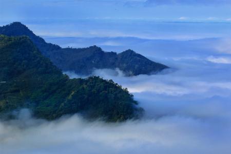 有雾的路, 云彩, 一名姓, 景观, 视图, 日本, 高山