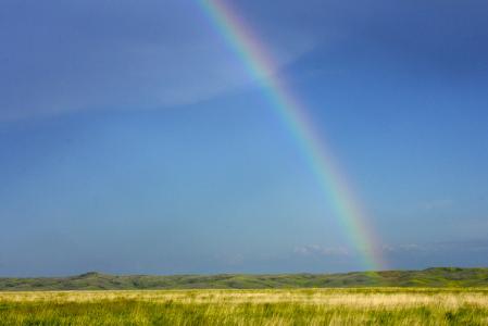 彩虹, 草原, 南达科他州, 天空, 景观, 自然, 字段
