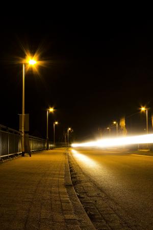街道在晚上, 道路, 夜之光, 光芒, 晚上, 长时间曝光, 桥梁