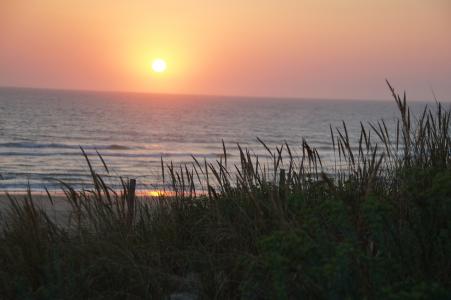 biscarrosse, 大西洋, 沙丘, 海洋, 海, 日落, 放松
