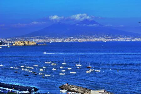 那不勒斯, 海, 维苏威火山, 蓝色, 海洋景观, 波尔图, 意大利