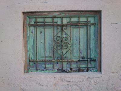 窗口, 老, 颜色, 年份, 光栅, 绿色, 建筑