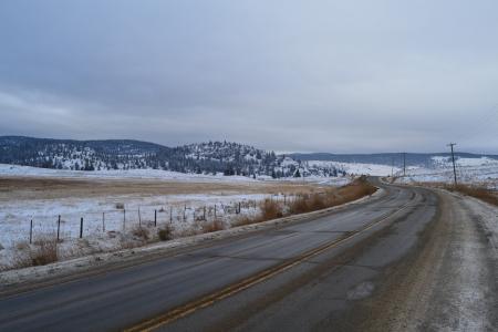 加拿大, 自然, 道路, 孤独, 西加拿大, 冬天