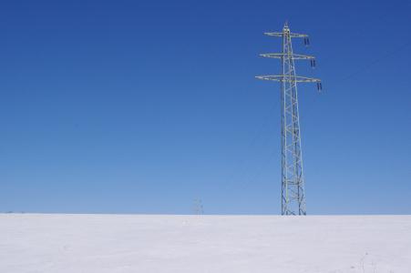 电力塔, 电源, 冬天, 感冒, 线, 能源供应, 雪