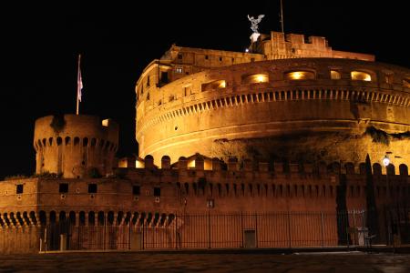 博格, 晚上, 光, 城堡, 堡垒, 罗马, 堡