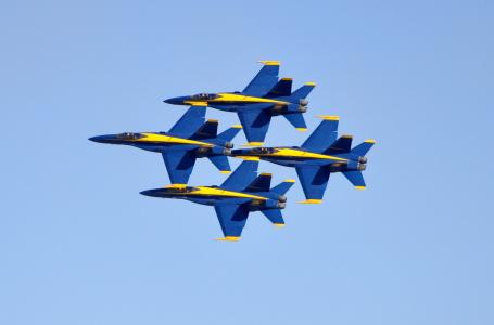 蓝色的天使, 喷气式飞机, f-18, 飞行, 飞机, 飞行, 天使