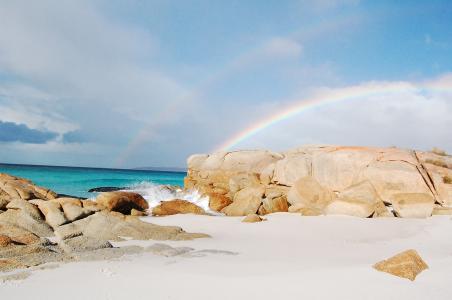 彩虹, 海滩, 岩石, 澳大利亚, 海, 自然, 海岸线