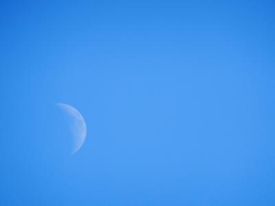 照片, 月亮, 清除, 蓝色, 天空, 复制空间, 太平的景象