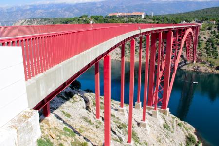 桥梁, 红色, 道路, pag, 马斯莱尼察桥, 海, 峡谷