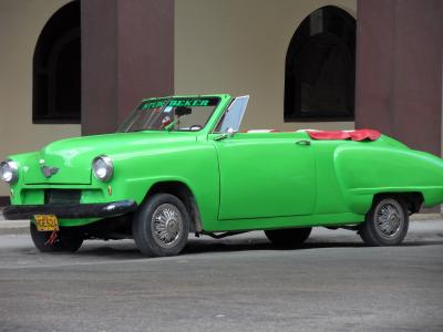 自动, 车辆, 而作, 绿色, 古巴, 哈瓦那