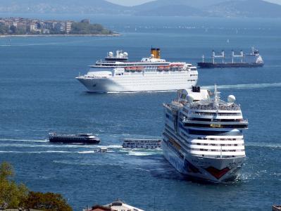 伊斯坦堡, 土耳其, 邮轮, 博斯普鲁斯海峡, 船舶, 前景, 游轮