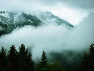 高山, 雾, 雪, 新西兰, 山脉, 奥地利, 云彩