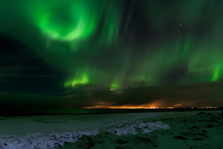 冰岛, 北极光, 奥罗拉, 北欧化工, 北部, 冬天, 现象